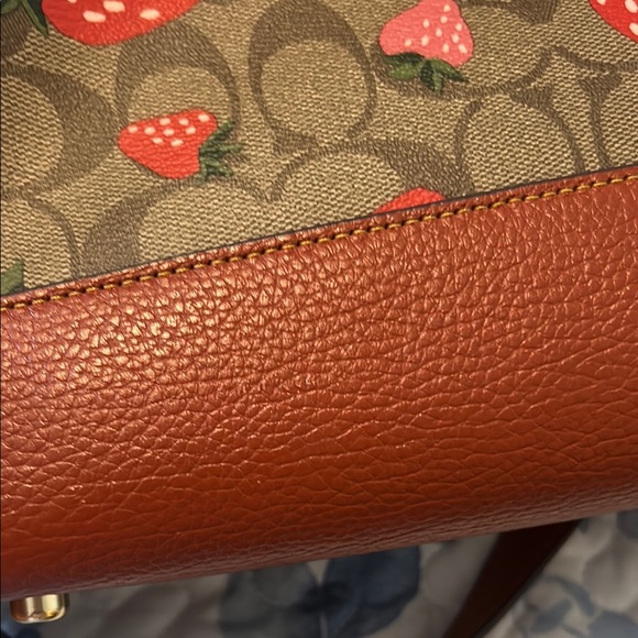 Coach Brown and Red Strawberry Print Tote Bag - Picture 9 of 9